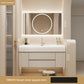 Vanity Unit & Mirror Set-White Basin & Cream Drawers